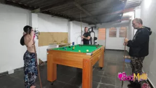 Playing naked pool with my boyfriend and my father-in-law