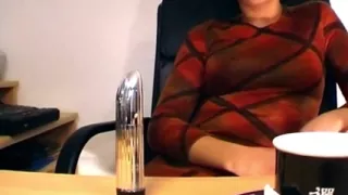 Brunette Amateur Fingers Hairy Pussy with Toy
