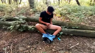 Twink Eats Own Cum Outdoor
