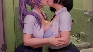 Schoolgirl Kissing Cosplay Anime compilation