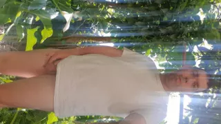 Being completely naked in the garden