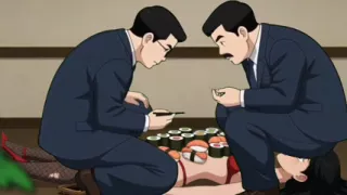 Sushi Girl: Rich Guys Eat Food off a Sexy Slut's Body and Then Fuck Her