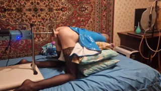 Sasha Earth Cute sissy having sex with a Fuck machine