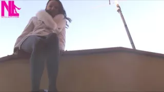 Dangling in Grey Pantyhose and Ballet Flats with Chains