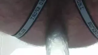 I fuck my tight ass with a huge dildo all the way up in the foreground
