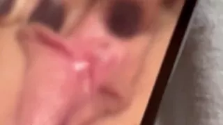 Petite Goth Teen Close up Pussy Play in Mirror with Creamy Finish