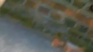 Sexy sissy male pissing in cage while night walking