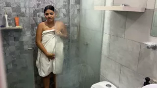 I couldn't help but masturbate while watching my stepsister in the shower