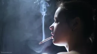 A Little Bit Naked Smoking Girl