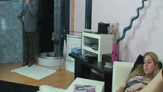 Young blonde in colorful socks has her first sexual experience with a horny grandpa