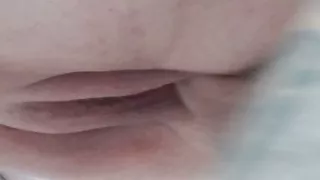 Close-up sex and fat woman's pussy in cum