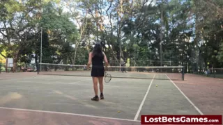 Rafaela and Igor Are Taking Their Strip Tennis Match Outside