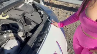 Blowjob in the Middle of the Street with Cum on Her Face