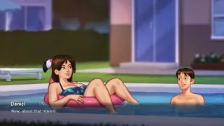 Summertime Saga - Sexy Busty Milf in swimsuit gets fucked in the pool