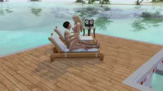 Couple in love have sex in public on the beach