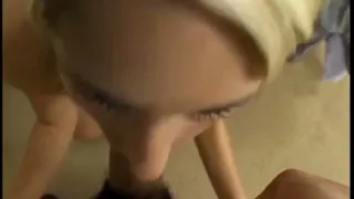 Slutty look girl likes to please her man with a blowjob