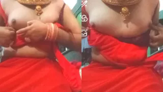 Indian Gay Crossdresser Bottom Gaurisissy Real XXX Nude Video Call in Red Saree