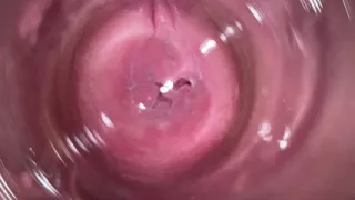 Camera deep inside Mia's teen creamy pussy