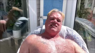 Hunk Daddy Bear Naked Sunbathing In The Veranda 2