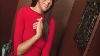 Brunette MILF Sucks Throbbing Cock Through Gloryhole