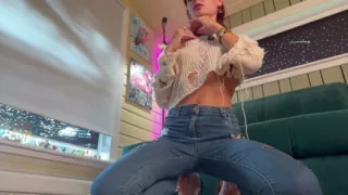 Sandy in Sexy Jeans. Secret Record of Hot Masturbation