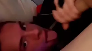 Loona Shemale Trans Stroke a Cumshot on Her Face Come Se This Little Bitch Cum on Herself