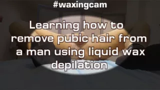 Learning How to Remove Pubic Hair From a Man Using Liquid Wax Depilation
