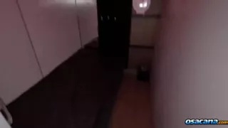 Busty hottie visits swinger house to suck several strangers' dicks