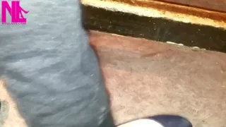Dangling in Blue Ballet Flats in a Bar