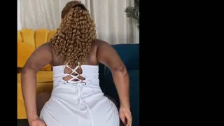 Big Phat Ass in White Dress Oiling Booty and Teasing.