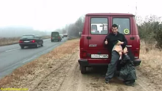 Crazy German couple fucking on street