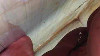 Single BBW Hot Girl After Sex She Is Pee in Public Toilet - Hairy Big Pussy