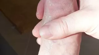 Ginger amateur cumming solo and cleaning dick in shower