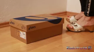 Asmr Wooden Clogs Trample and Crush Shoe Box
