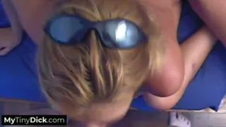 An early morning small dick blowjob from a horny babe