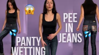 Pee in Jeans Standing up by Accident, Panty Wetting