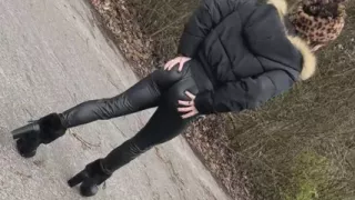 Remote e-stim on Tranny girl cock! Painful teasing in public!