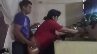 Fucking the Maid in the Kitchen When My Wife Is in the Living Room