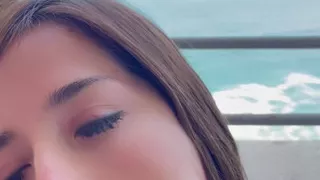Fucks my mouth on the balcony in front of the sea(amateur Latin sex)