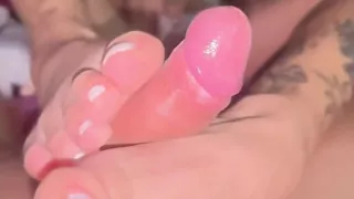 Slooply Footjob and a Slow Mow Cumshot