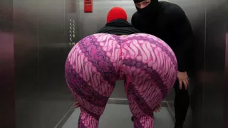 Big Ass Aunt in Tight Indigo Leggings Observed from Behind