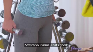 Fitness Rooms - MILF Gym Teachers and Fit Teen Student Work Something Out
