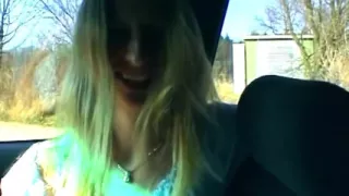 Blonde Sucks Cock and Shows Wet Pussy in Car