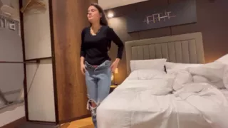 We touch each other's pussies in the closet without anyone noticing