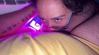 He sucks my small cock and I leave his mouth and face full of milk
