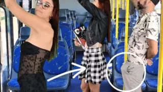 College student being thighed on the bus!