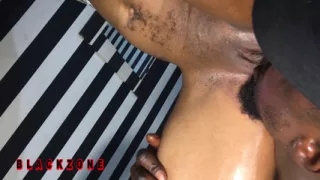Rub her ass with oil and then, suck her pussy from behind