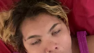 Dominating the slut while her husband works