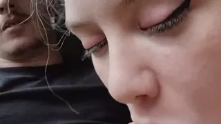 Cute blonde deepthroats thick dick in public parking lot