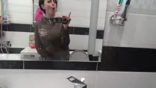 Pissing on the toilet long and a lot after long desperation and a lot of liquids